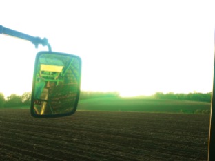 m the 6410 tractor with planter, sunset and fields